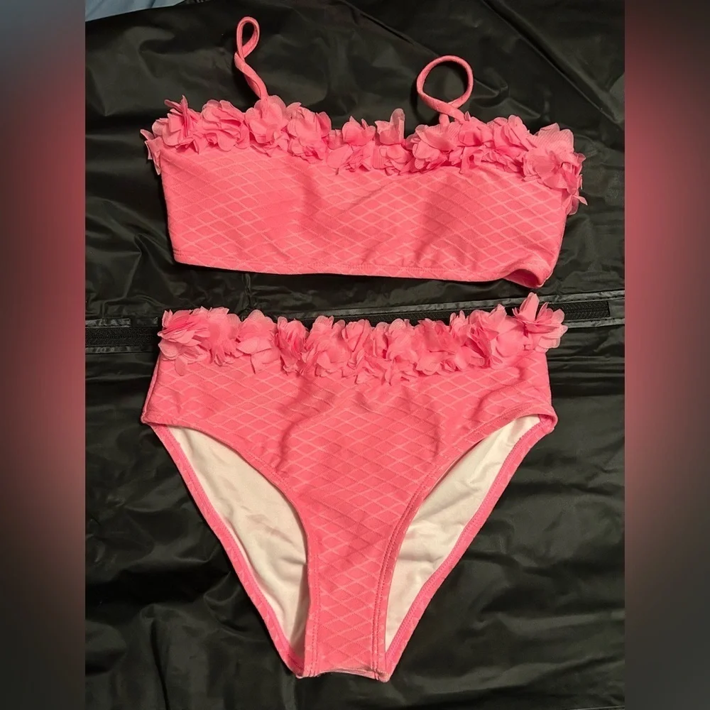 J.E. Sterguard Girls Two-Piece Bikini – Pink, size 12Y